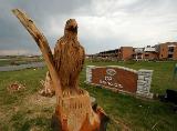 Carved eagle at JHS after May 22nd 2011
